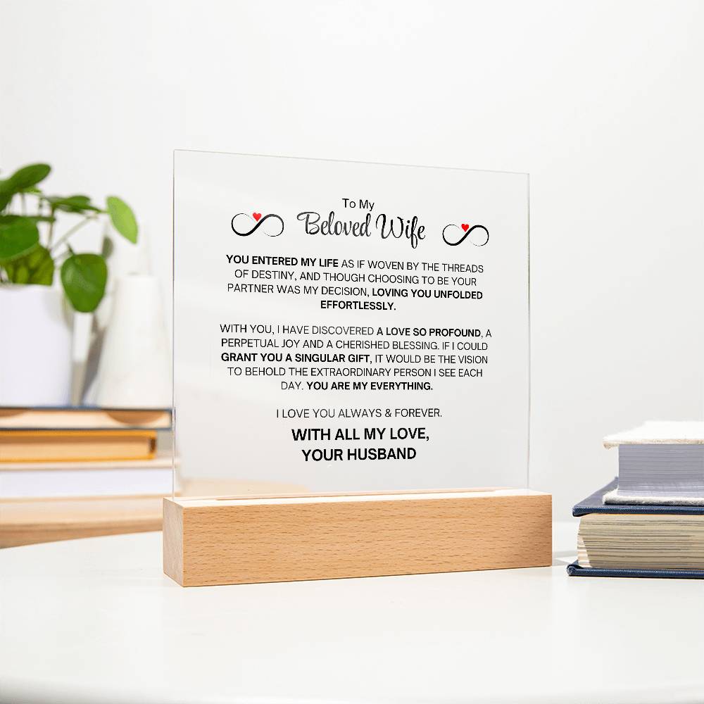 To My Wife- Acrylic Plaque- Gift for My Wife/Soulmate