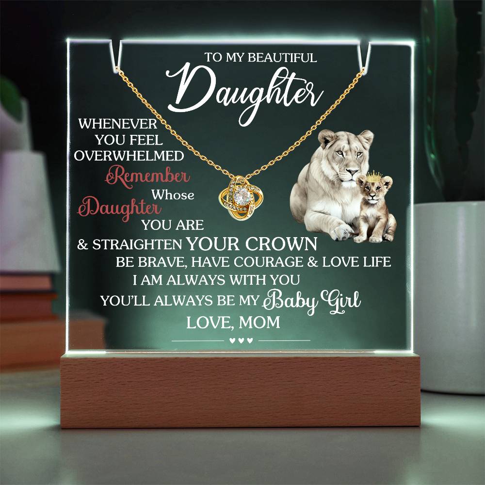 To My Beautiful Daughter- Love Knot Necklace with Keepsake Plaque- a Gift for your Daughter/Daughter-in-Love