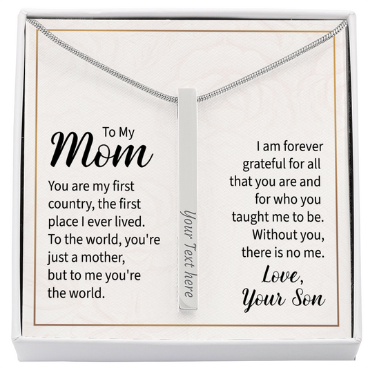 Personalized Mom Engraved 4 Sided Stick Necklace a Gift for Mom.