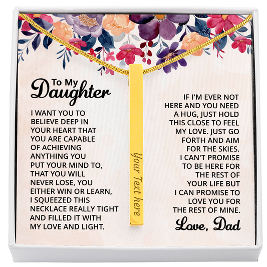 Custom Engraved 4- Sided Stick Necklace a Gift for a Daughter.