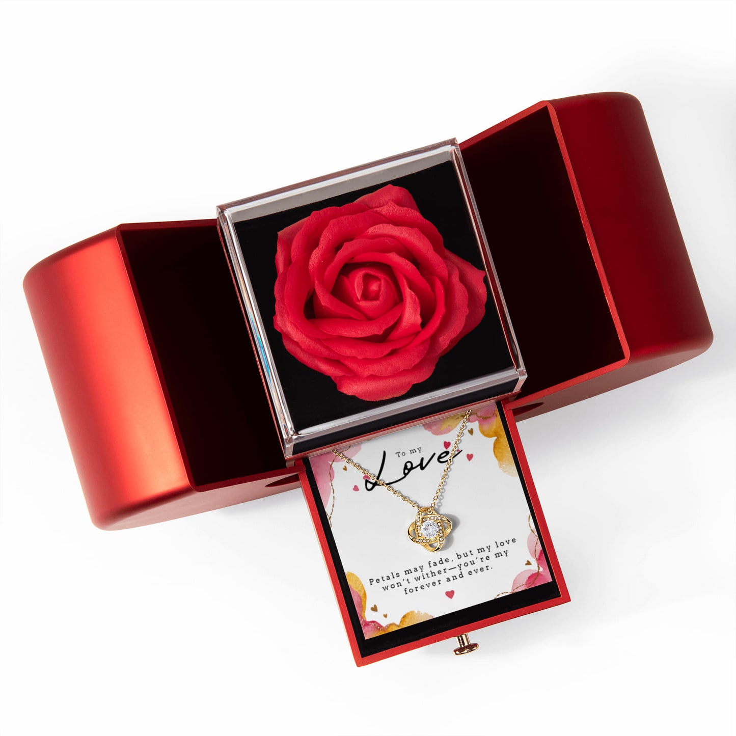 Love Knot Necklace with Rose Box- a Gift for Soulmate/Wife/Girlfriend.
