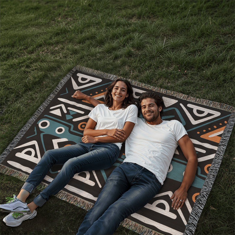 Geometric Heirloom Artwork Woven Blanket a Gift for Mother/Father.