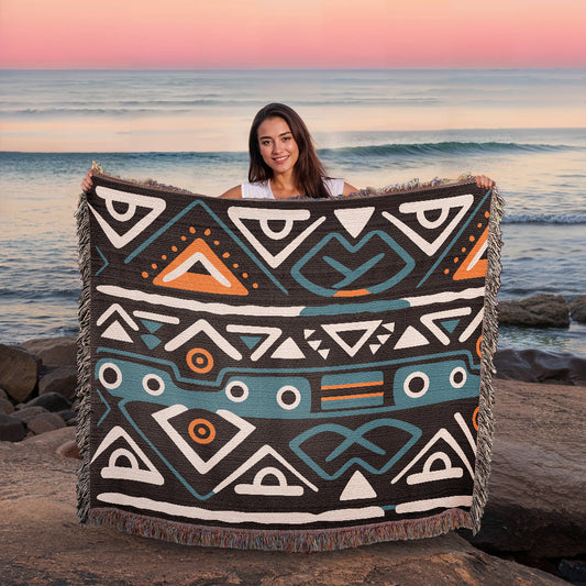 Geometric Heirloom Artwork Woven Blanket a Gift for Mother/Father.