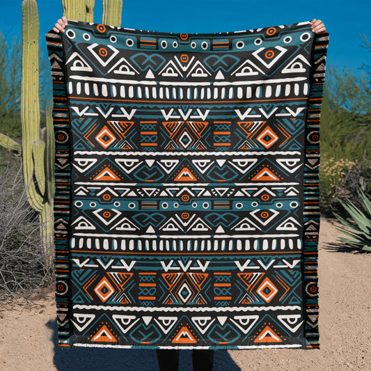 Geometric Printed Woven Blanket a Gift for Sons/Fathers/Mother.
