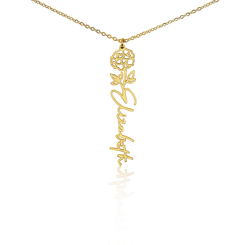 Custom Name Birth Flower Necklace - a Gift for Sister/Soulmate/Mother.
