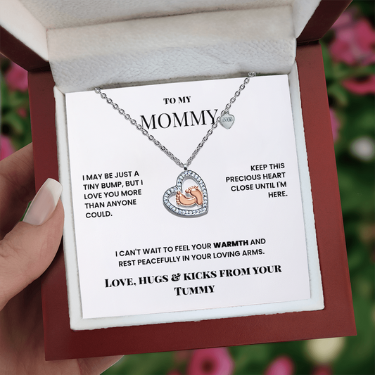 Baby Feet Heart Necklace- A Gift from a your Baby Bump perfect for Moms/Moms to be.
