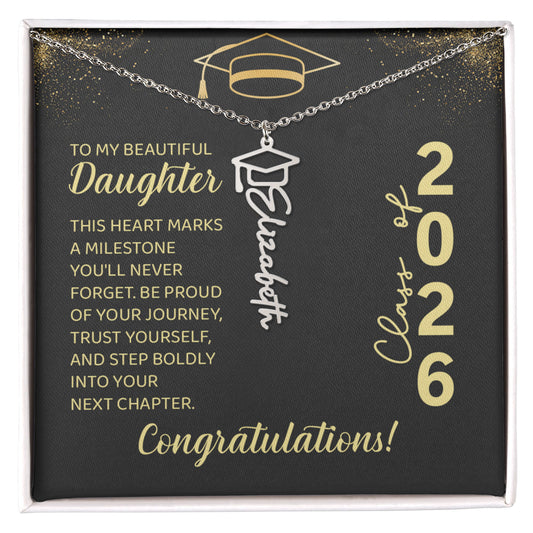 Class of 2026 Personalized Graduation Stainless Steel and 18k Name Necklace - a Gift for Daughter/Sister/Mother/Friend.