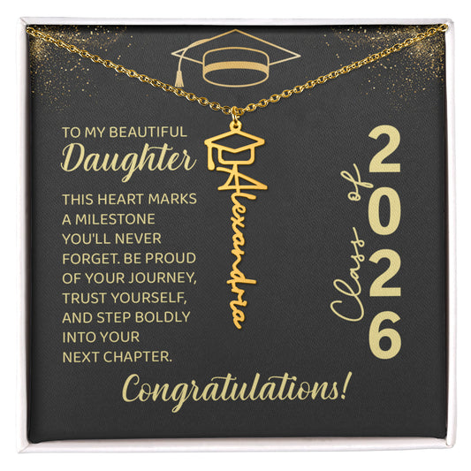Class of 2026 Personalized Graduation Stainless Steel and 18k Name Necklace - a Gift for Daughter/Sister/Mother/Friend.