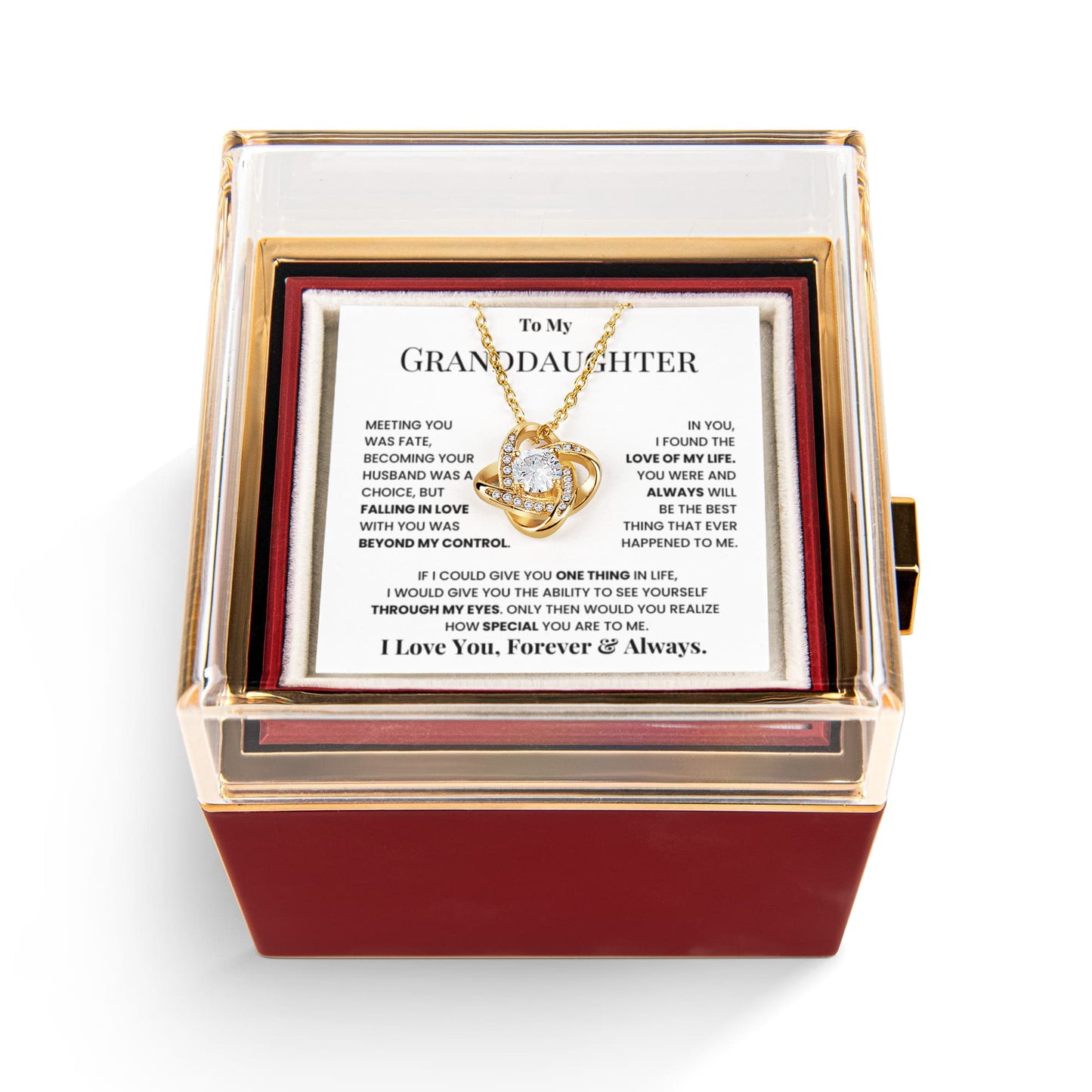 To My Granddaughter Love Knot Necklace- Gift for Daughters.