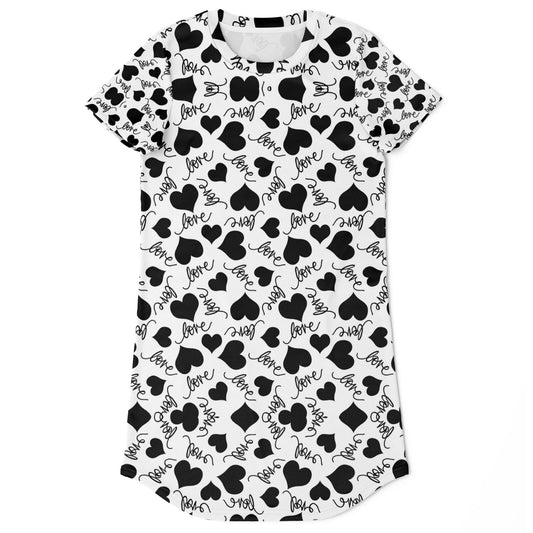 Love Hearts T-Shirt Dress - AOP