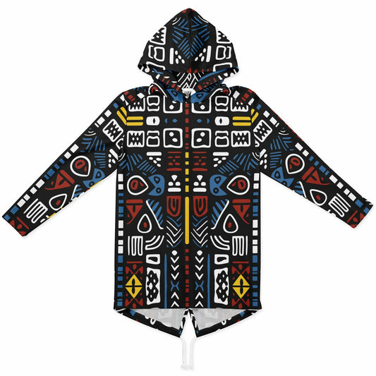 Geometric Harmony Athletic Elongated Hoodie - AOP