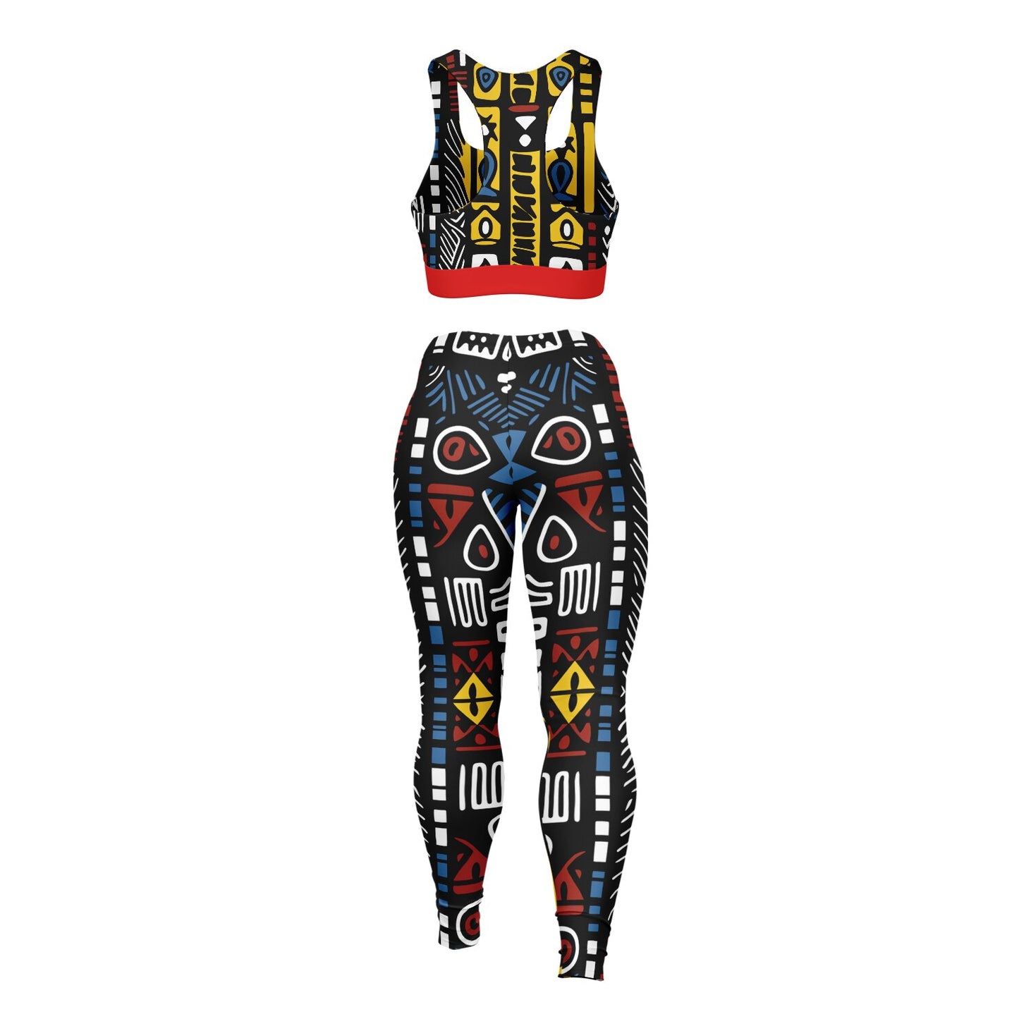 Geometric Harmony Padded Sports Bra & Leggings - AOP