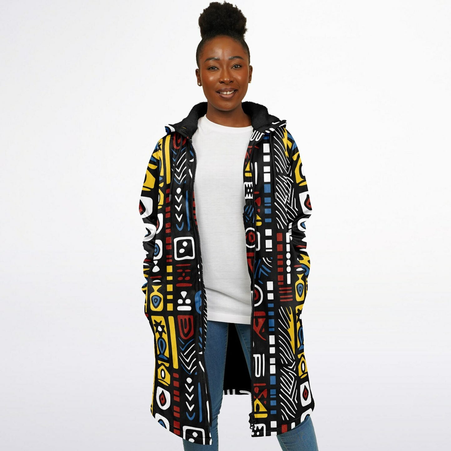 Geometric Harmony Unisex Zipper Cloak - AOP