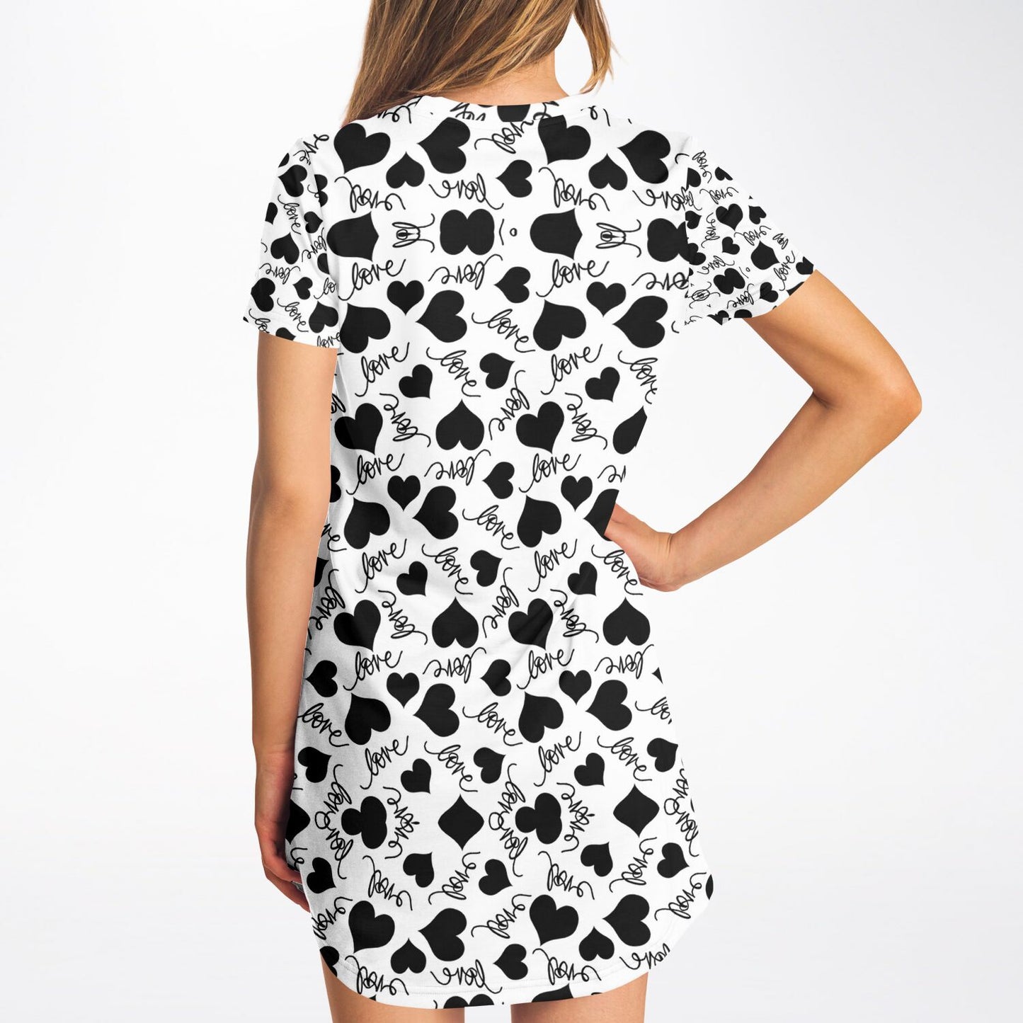 Love Hearts T-Shirt Dress - AOP