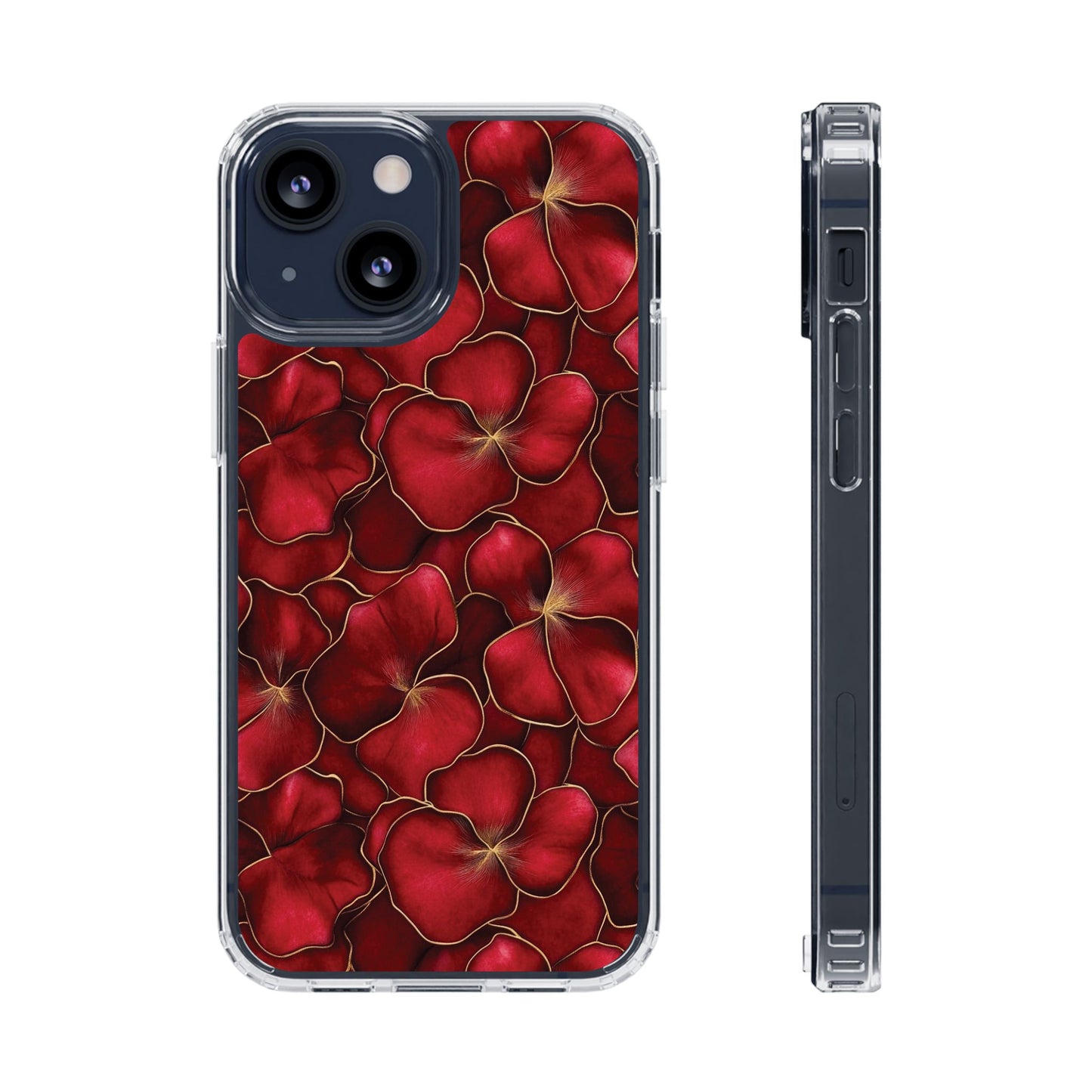 Velvet Petal Noir Floral Petal Clear Impact-Resistant iPhone and Samsung Case.