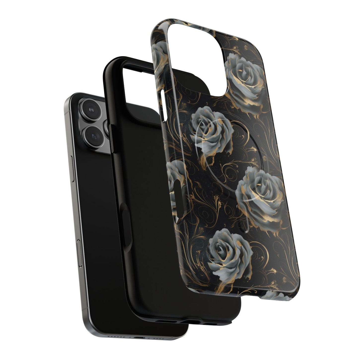 Midnight Bloom Tough iPhone Magnetic Cases,  iPhone 14, iPhone 15, iPhone 16, Pro, Pro Max, Plus MagSafe Case, Protective Tech Accessories, Gift for Her, Floral Design