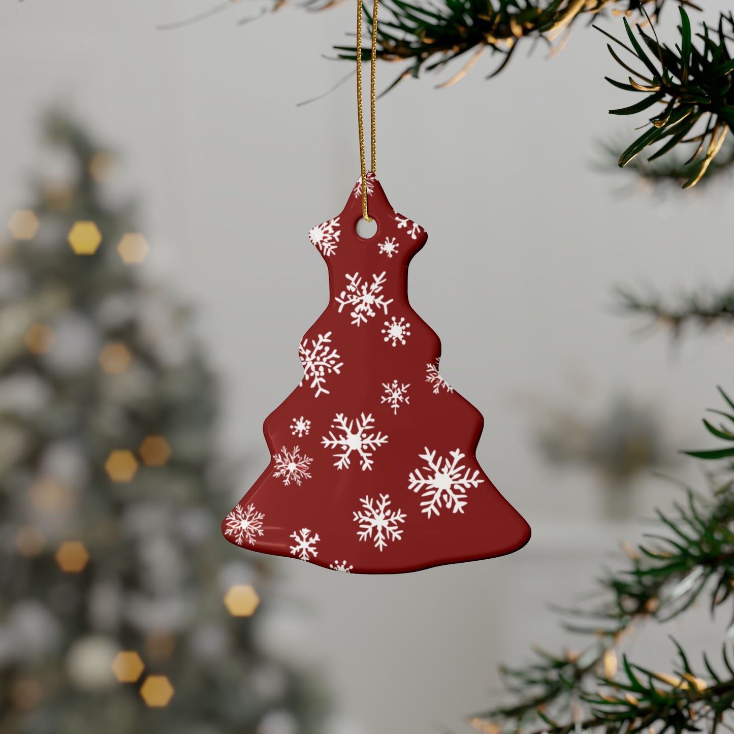 Red Snowflake Elegance Ceramic Ornaments (1pcs, 5pcs, 10pcs, 20pcs)