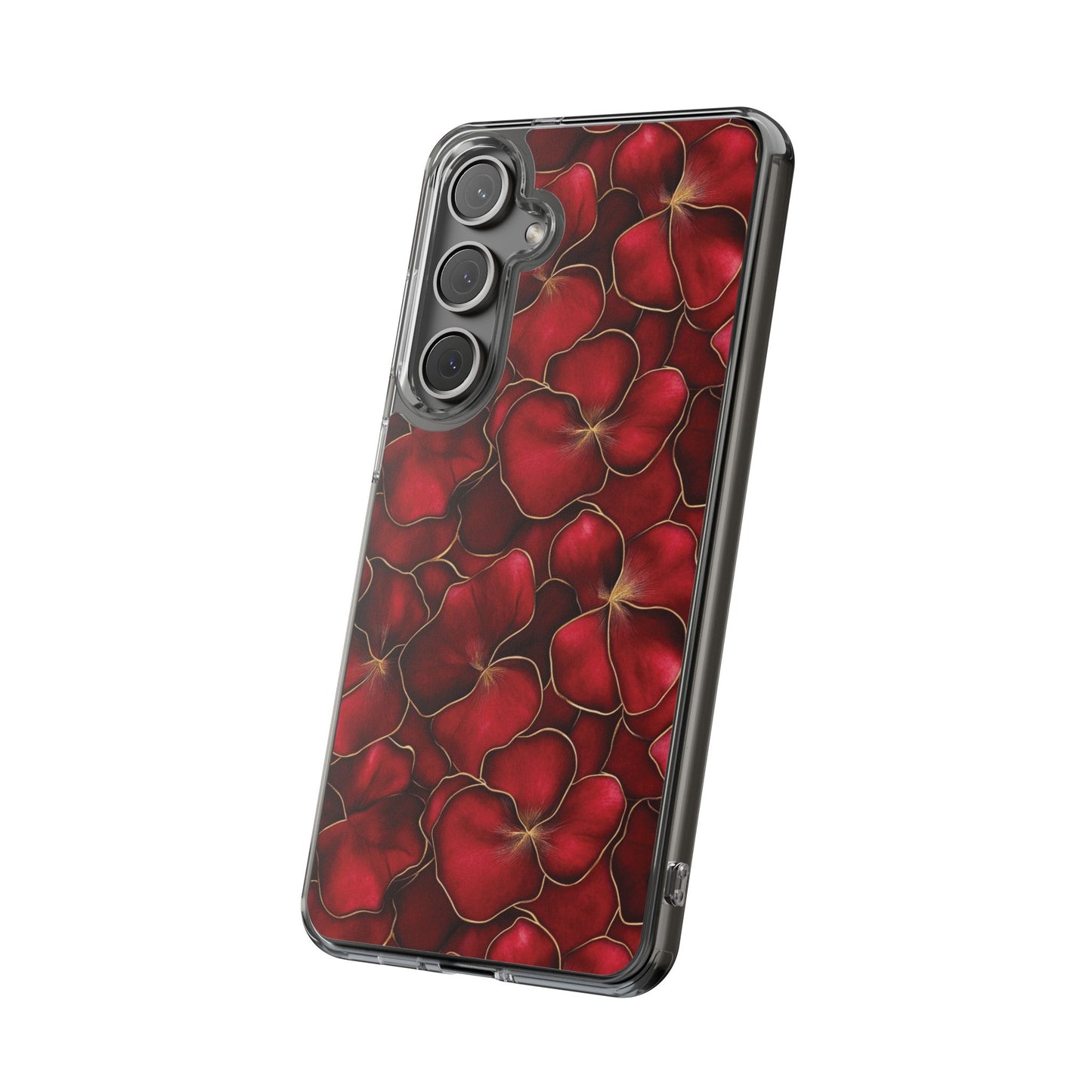Velvet Petal Noir Floral Petal Clear Impact-Resistant iPhone and Samsung Case.