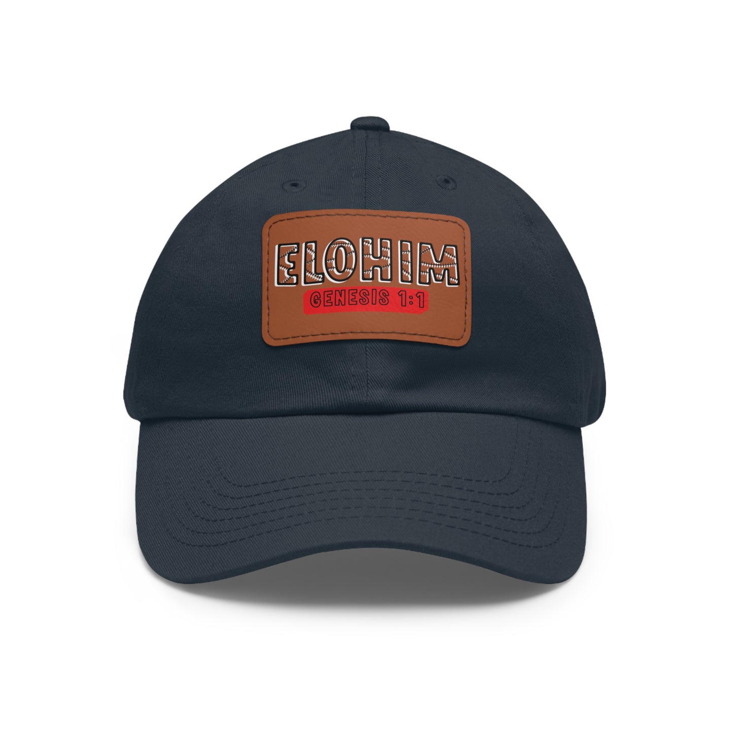 'ELOHIM, GENESIS 1:1- Stylish Dad Hat with Leather Patch | Great for Gifts for All, Casual Wear, Outdoor Activities, and Religious Events