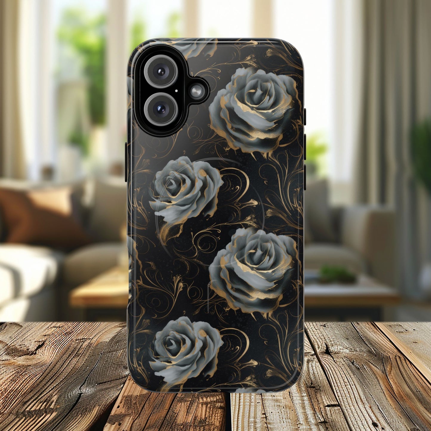 Midnight Bloom Tough iPhone Magnetic Cases,  iPhone 14, iPhone 15, iPhone 16, Pro, Pro Max, Plus MagSafe Case, Protective Tech Accessories, Gift for Her, Floral Design