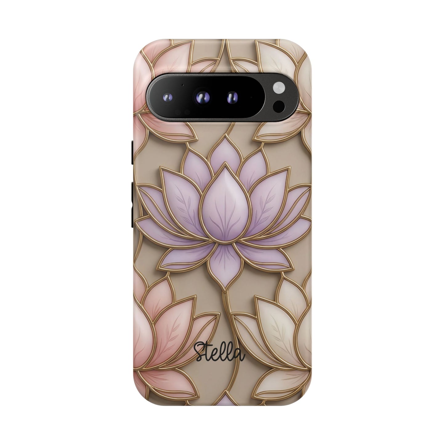 Personalized Lotus Floral Stained Glass Effect Tough Phone Case
