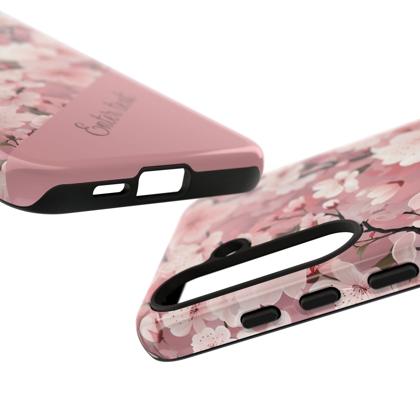 Personalized Cherry Blossom Tough Phone Case — Pink Floral Protective Case for Samsung & Google