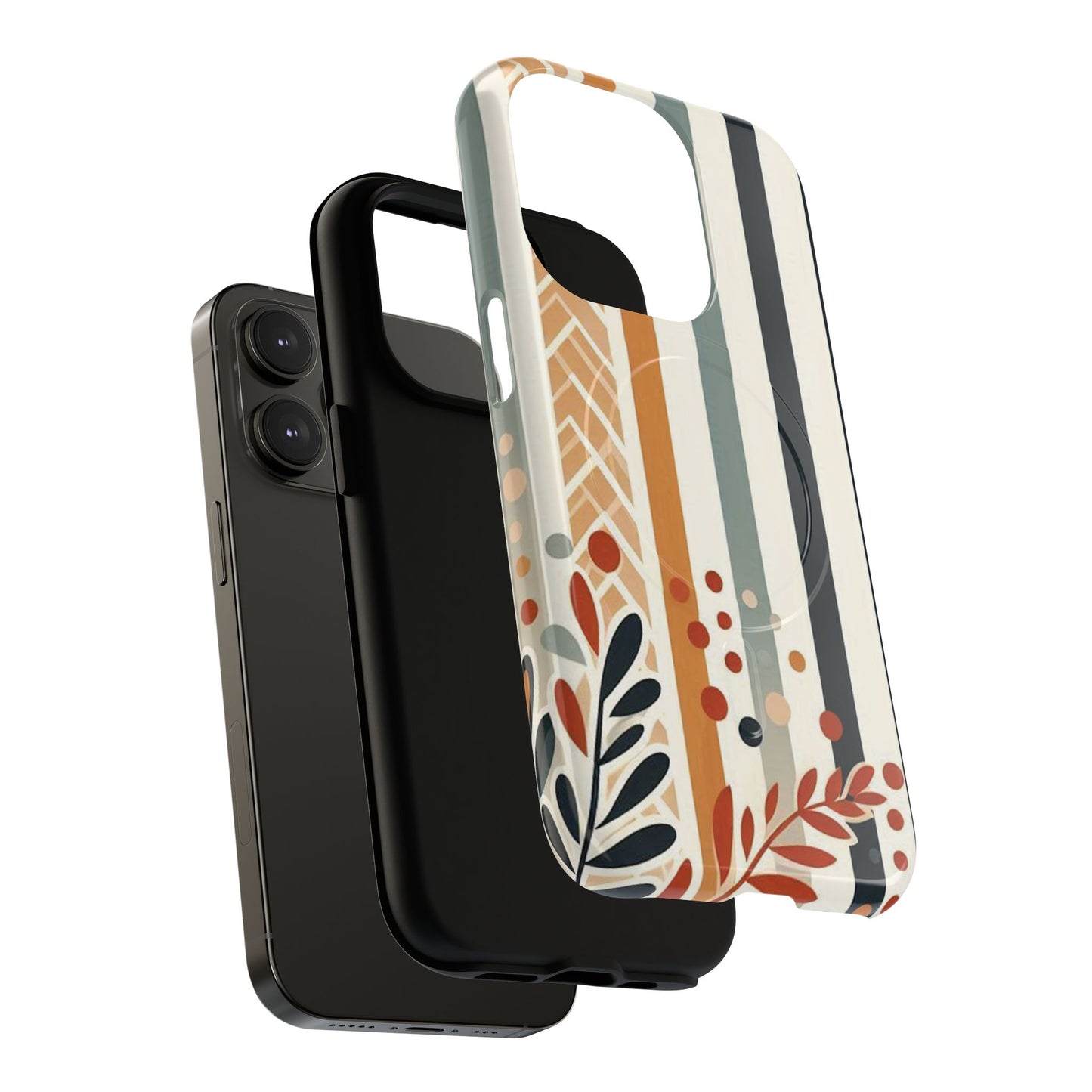Terracotta Trails Tough Magnetic iPhone Cases for Everyday Use, Floral Patterned Stability Case, Gift for Her, Durable iPhone Accessory.