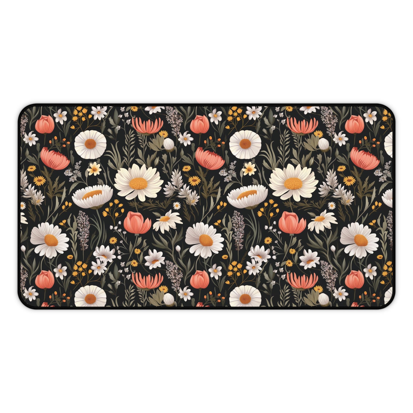 Blossom Elegance: Noir Garden Desk Mat