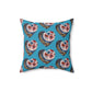 Turquoise Floral Heart Spun Polyester Square Pillow