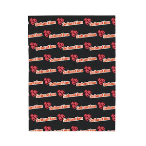 Personalized Name Velveteen Plush Blanket — Retro Script Pattern Cozy Throw, Gift for Her, Gift for Him