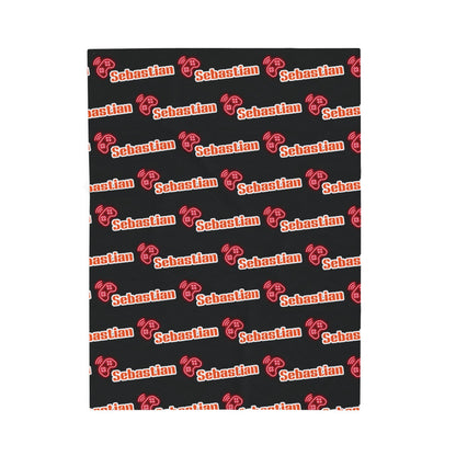 Personalized Name Velveteen Plush Blanket — Retro Script Pattern Cozy Throw, Gift for Her, Gift for Him