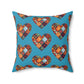 Turquoise Patchwork Heart Spun Polyester Square Pillow