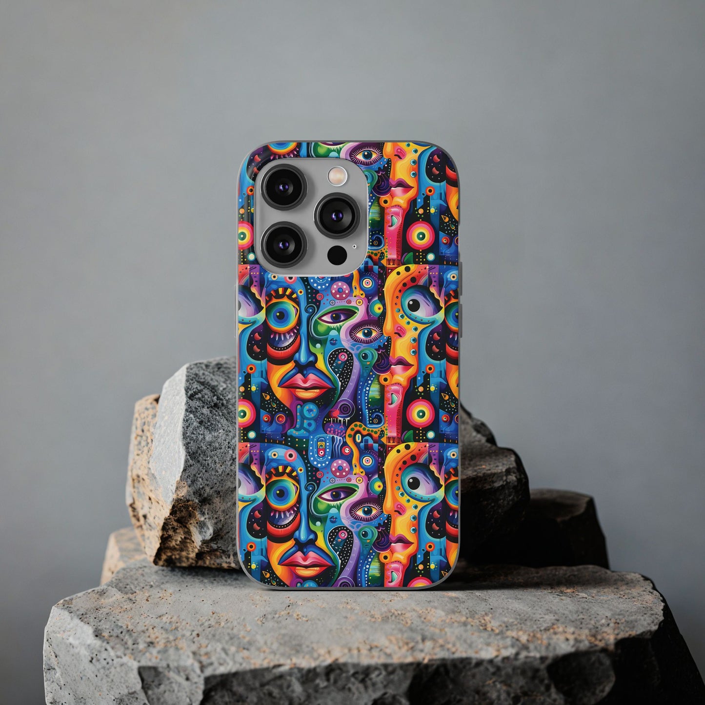 Psychedelic Visions Flexi iPhone and Samsung Case - Colorful Abstract Design.