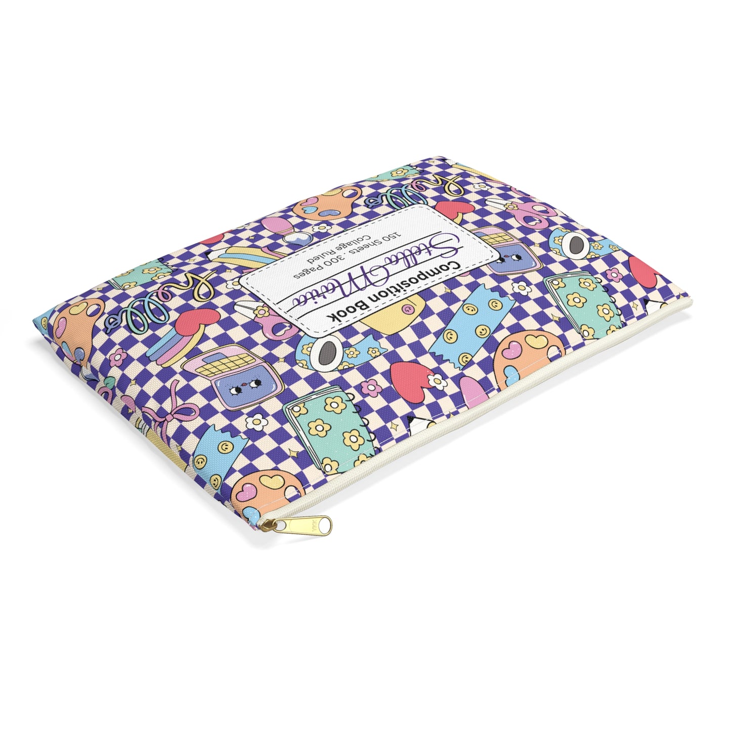 Personalized Purple Doodle Daydream Composition Book Inspired Accessory Pouch, Kids School Supplies, Classroom Organizer, Teacher Gift, Fun Stationery Case, Back to School