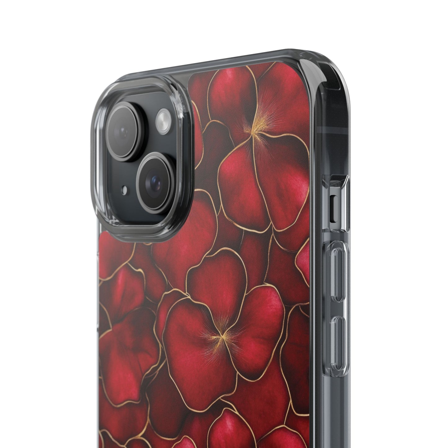 Velvet Petal Noir Floral Petal Clear Impact-Resistant iPhone and Samsung Case.