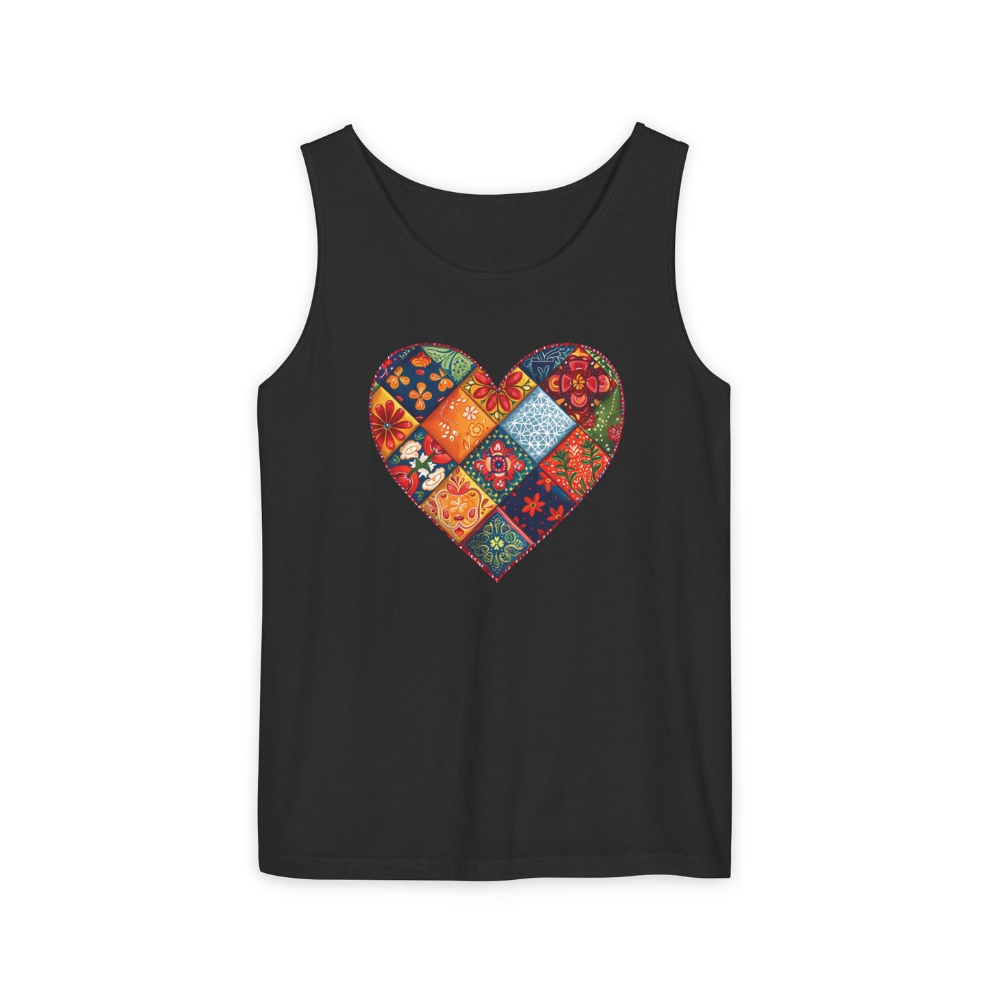 Patched Hearts Unisex Garment-Dyed Tank Top