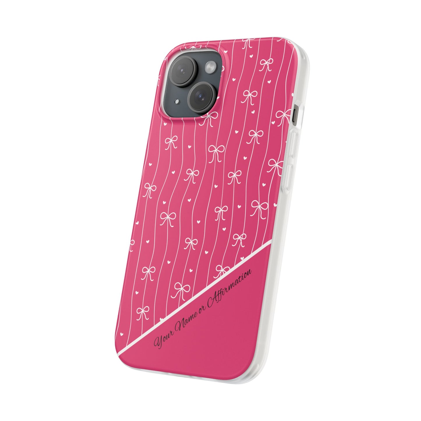 Personalized Pink Bow Coquette Slim Flexi iPhone and Samsung Cases — Custom Name or Affirmation