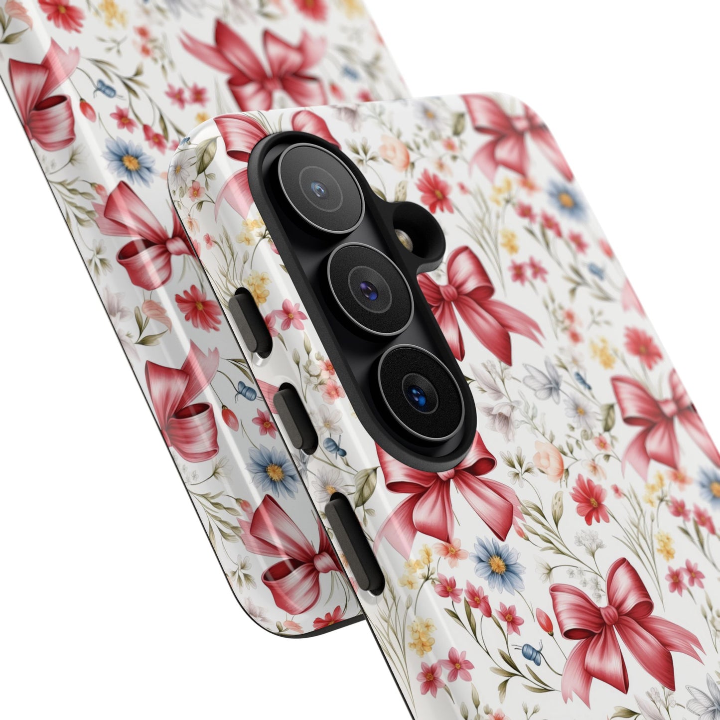 Personalized Rosette Coquette Phone Case - Custom Name/Message 'I Am Stronger Than The Storm' Floral Bow Protective Case