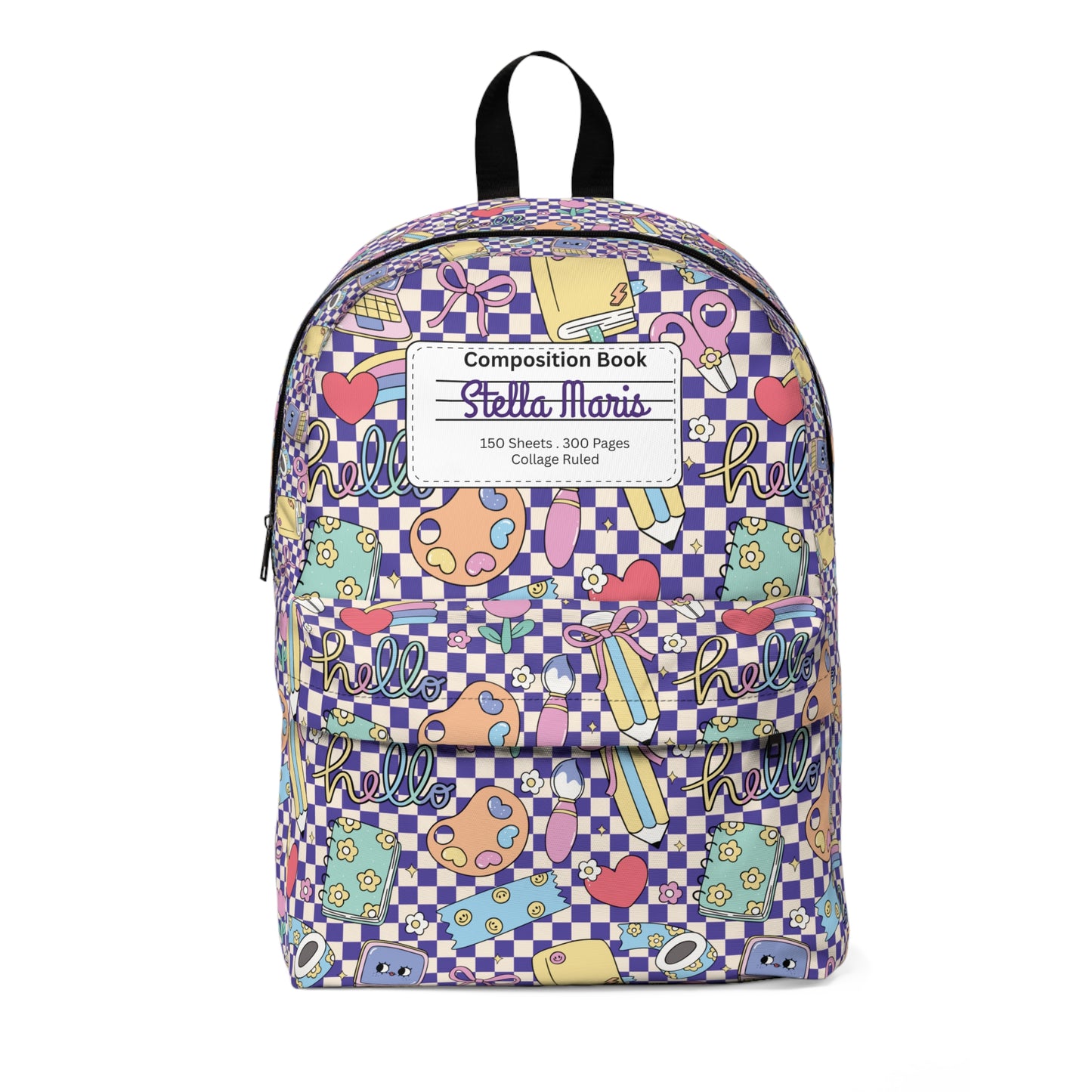 Personalized Purple Doodle Daydream Composition Book Inspired Colorful Kids' Backpack, School Bag, Fun Pattern Backpack, Cute Child's Rucksack, Composition Backpack, Unique School Supplies