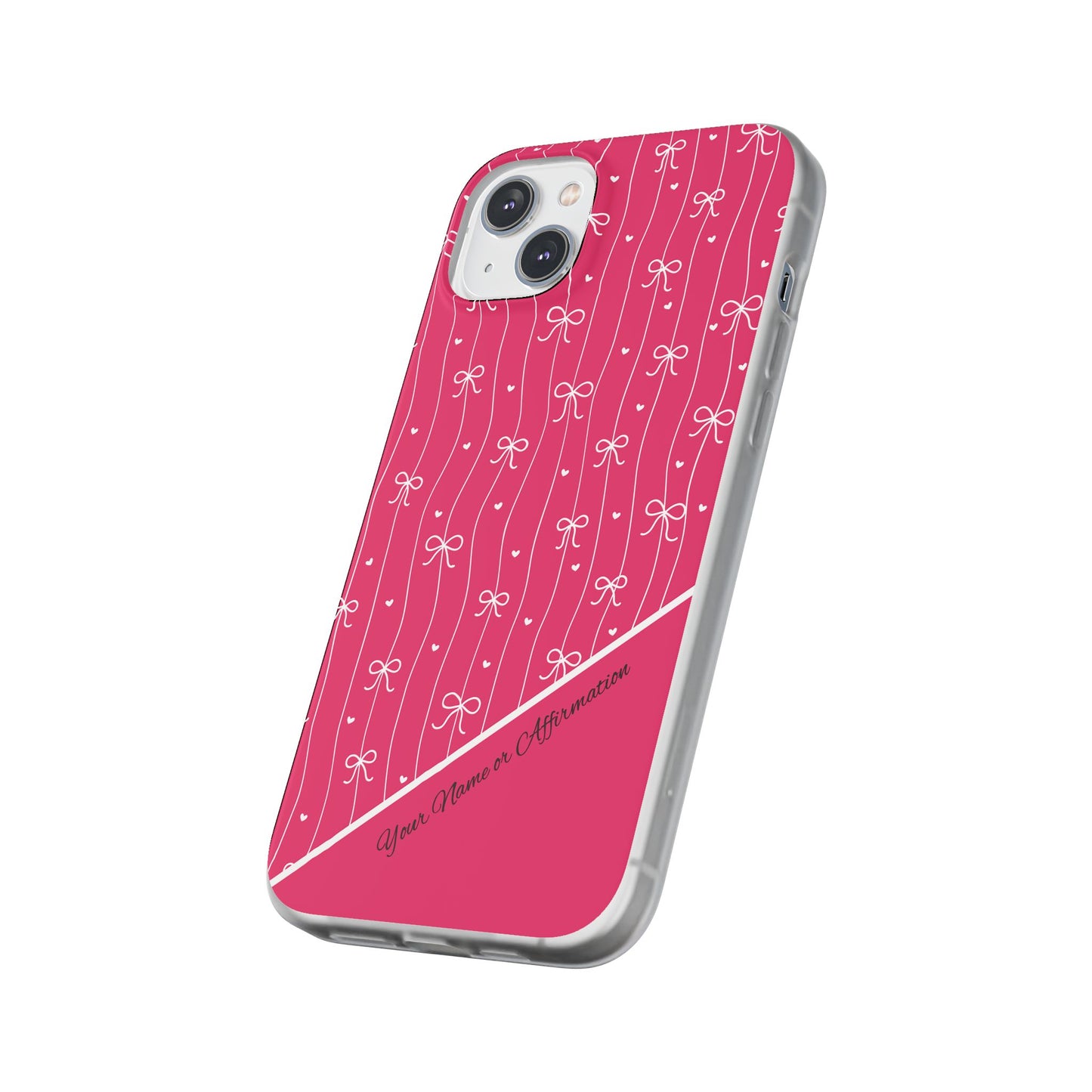 Personalized Pink Bow Coquette Slim Flexi iPhone and Samsung Cases — Custom Name or Affirmation