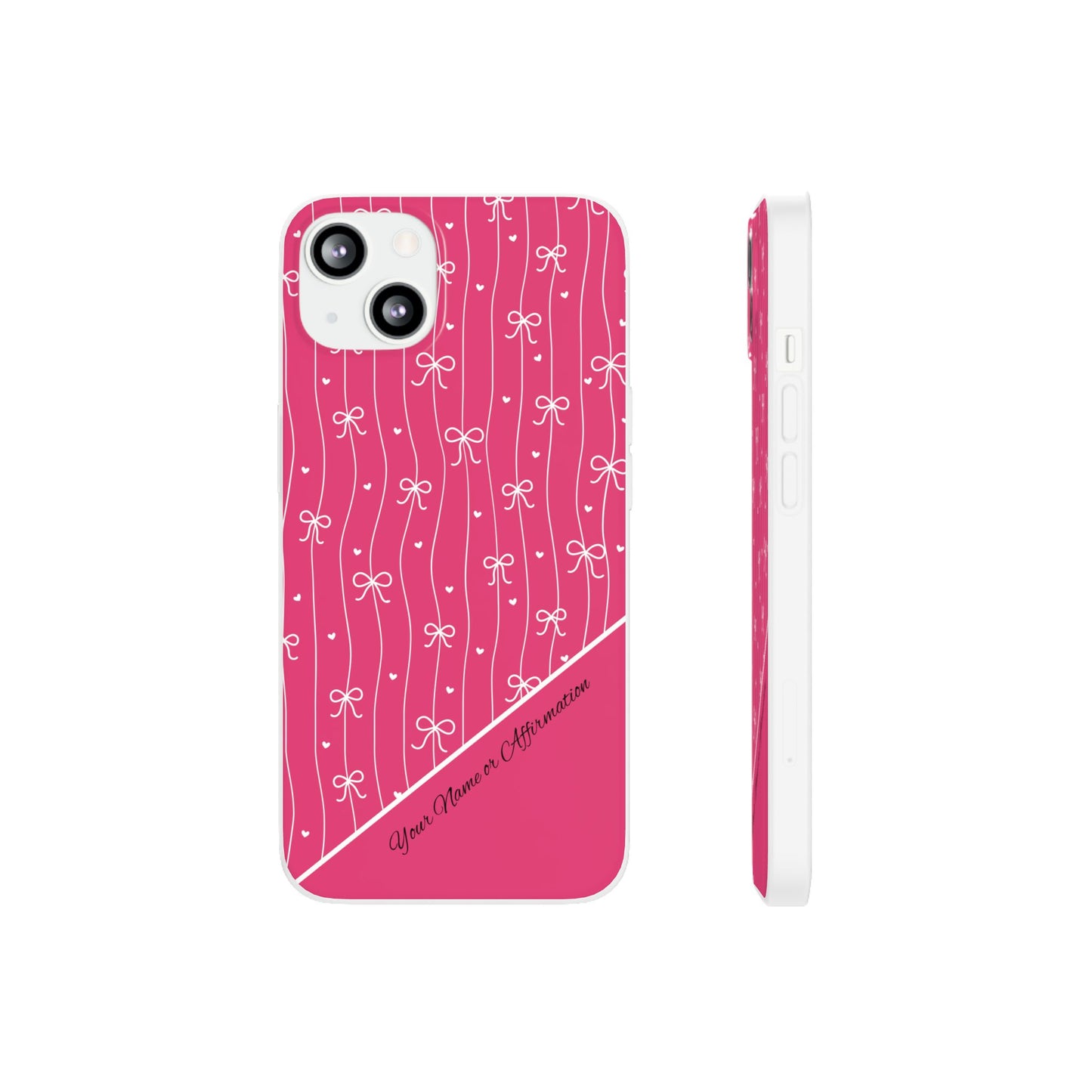 Personalized Pink Bow Coquette Slim Flexi iPhone and Samsung Cases — Custom Name or Affirmation