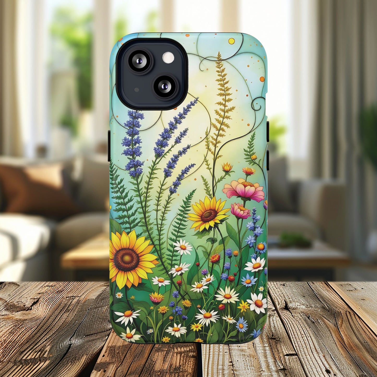 Floral Stained Harmony Glass Tough Magnetic Phone Case | Nature Inspired Design | Durable Protection | Gift for Nature Lovers | Spring Vibe