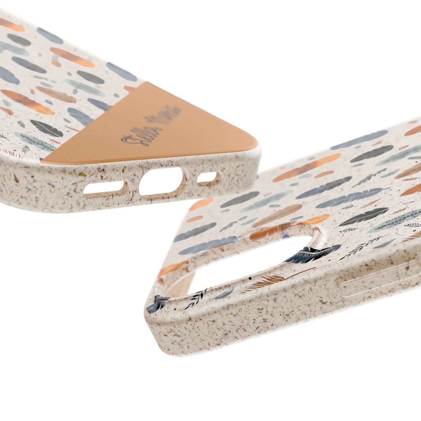 Personalized Whispering Feathers Samsung and iPhone Biodegradable Case, Custom Name Case.