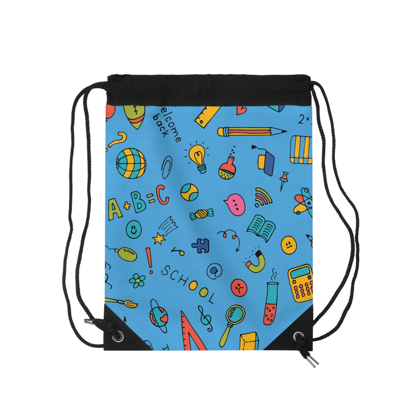 Composition Classroom Couture Book Inspired Colorful ABC Drawstring Bag | Personalized College Ruled Tote | Kids School Gear | Fun Gym Sack | Back to School Accessory