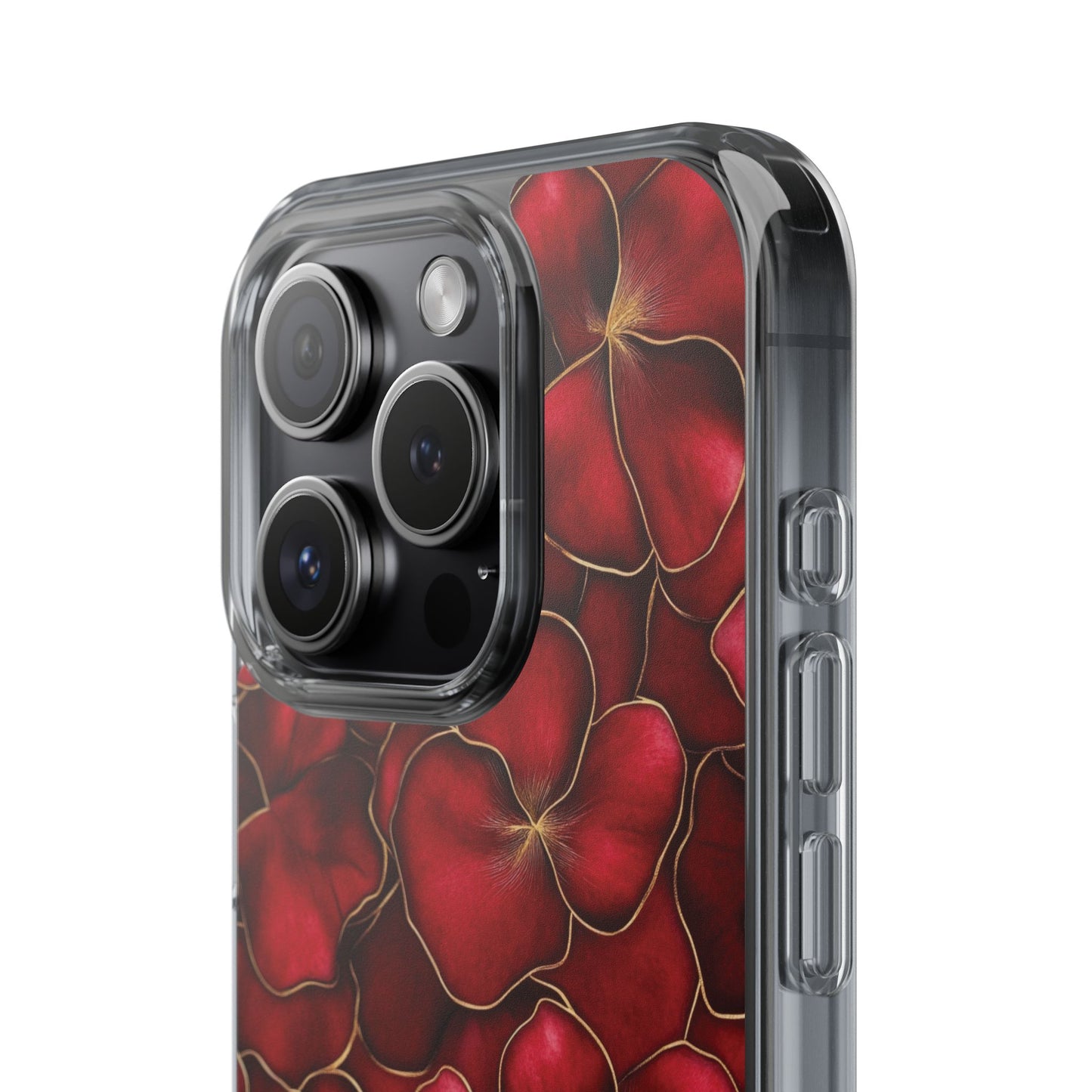 Velvet Petal Noir Floral Petal Clear Impact-Resistant iPhone and Samsung Case.