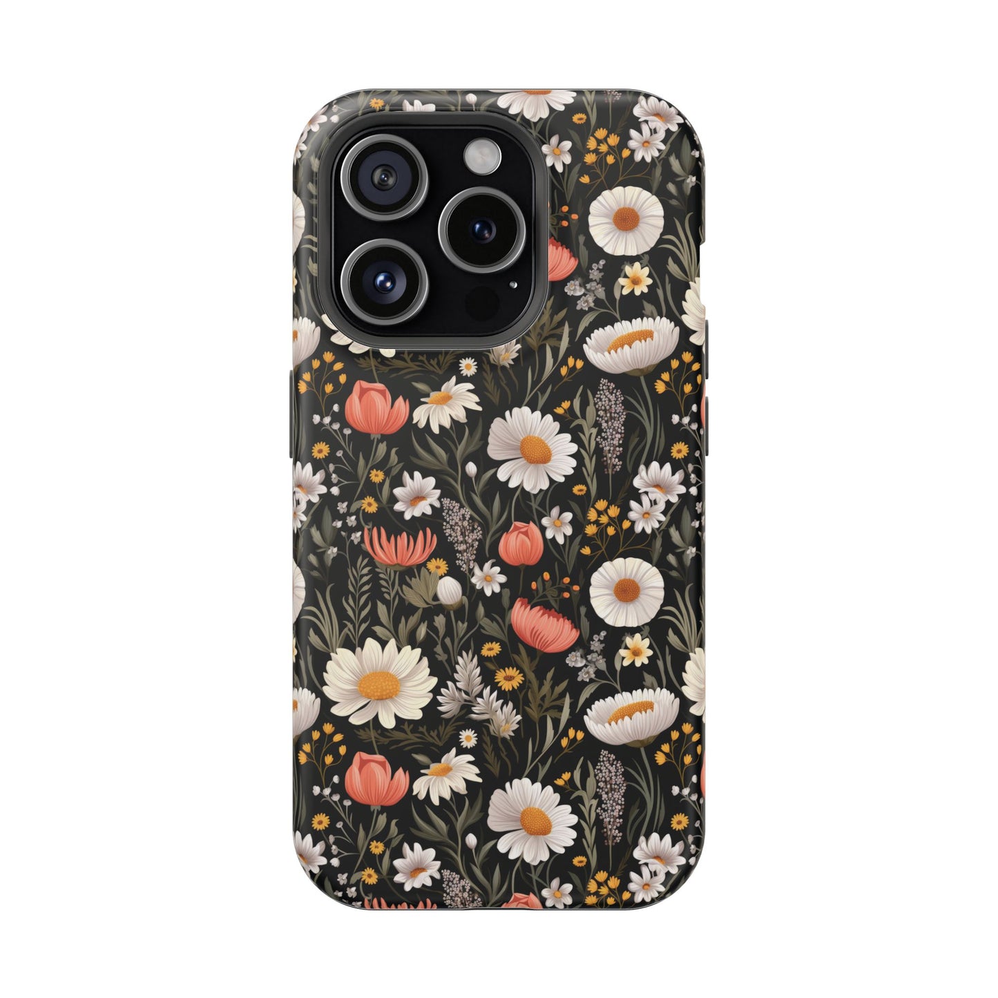 Blossom Elegance: Noir Garden Magnetic Tough iPhone Cases