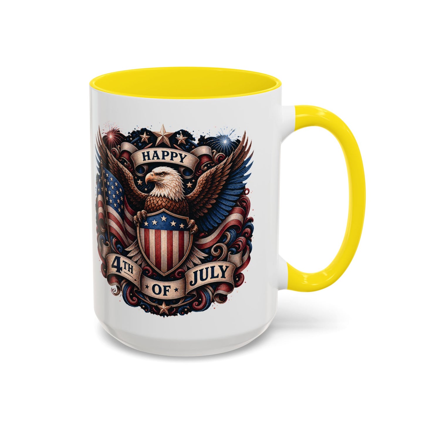 4th of July Eagle Coffee Mug — Patriotic American Flag Accent Mug (11/15oz)