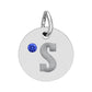 Engraved Birthstone Circle Charm — Personalized Initial Pendant.