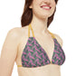 Pink Tropical Bliss Strappy Triangle Bikini Top (AOP)- (PY)