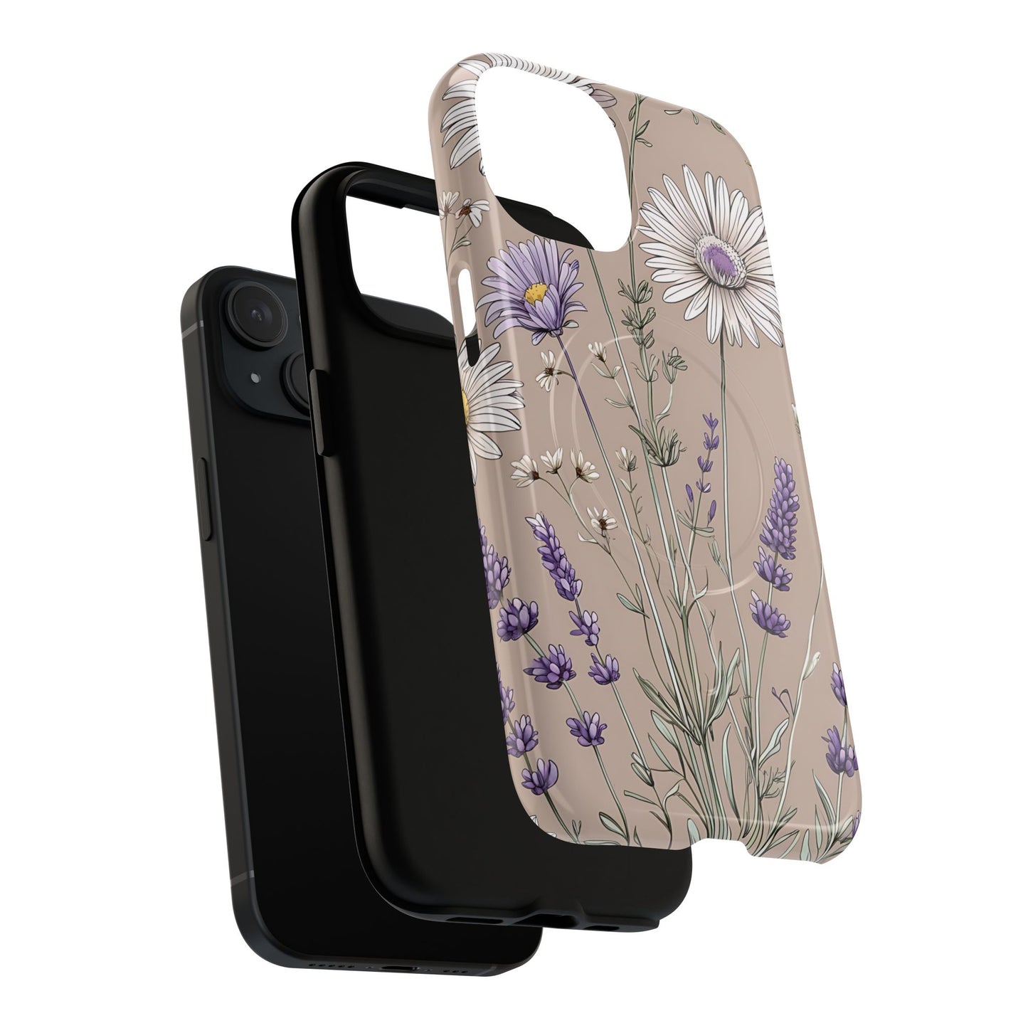 Lavender Floral Tough Magnetic Phone Case | Durable Protective Cover, Flower Design, Gifts for Her, Phone Accessories, Nature Lover